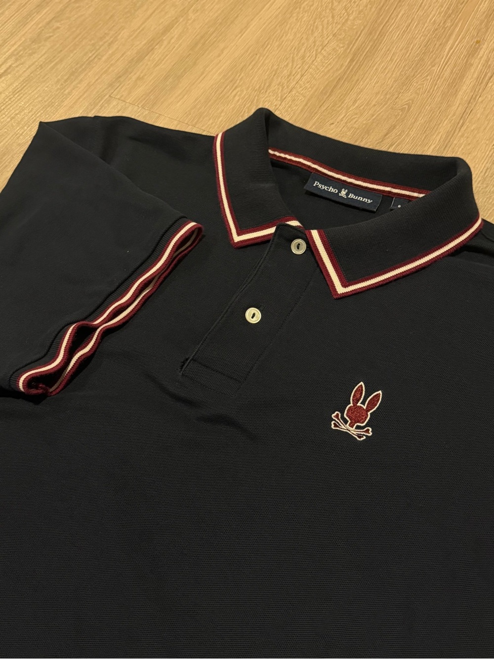 PSYCHO BUNNY MEN POLO SHIRT NAVY BLUE Size 8(2XL) PIMA COTTON EMBROIDERED LOGO